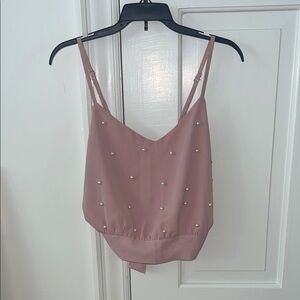 Embellished Pink Sleeveless Crop Top